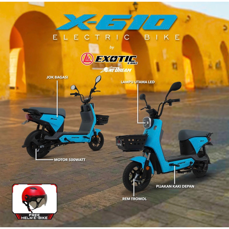 Exotic - X-610 Biru Tua - GRATIS Helm E-Bike - Sepeda Listrik PROMO CUCI GUDANG