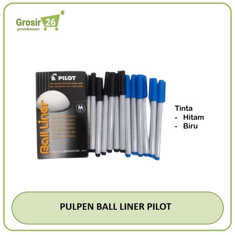 

(1 pcs) pulpen / pena / pen gel cair tanda tangan balliner / ball liner pilot 0.8 mm hitam | biru