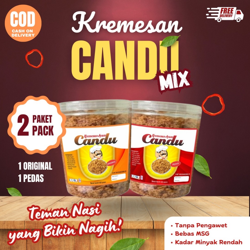 

Kremesan Ayam Candu Mix Original & Pedas Daun Jeruk / Kremesan Non MSG dan Pengawet