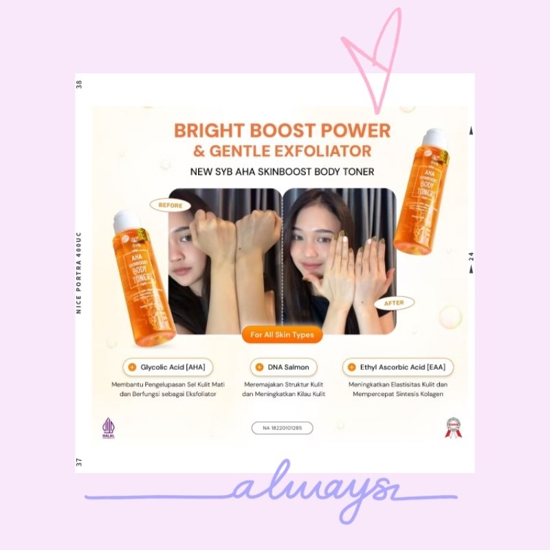 toner badan bpom grade A/toner badan DNA salmon/pemutih badan/toner badan bpom