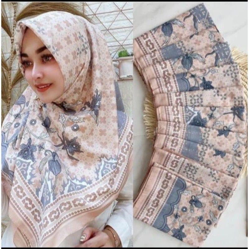KRUDUNG HIJAB JILBAB SEGI EMPAT MOTIF VOAL PREMIUM CREAM warna pastel