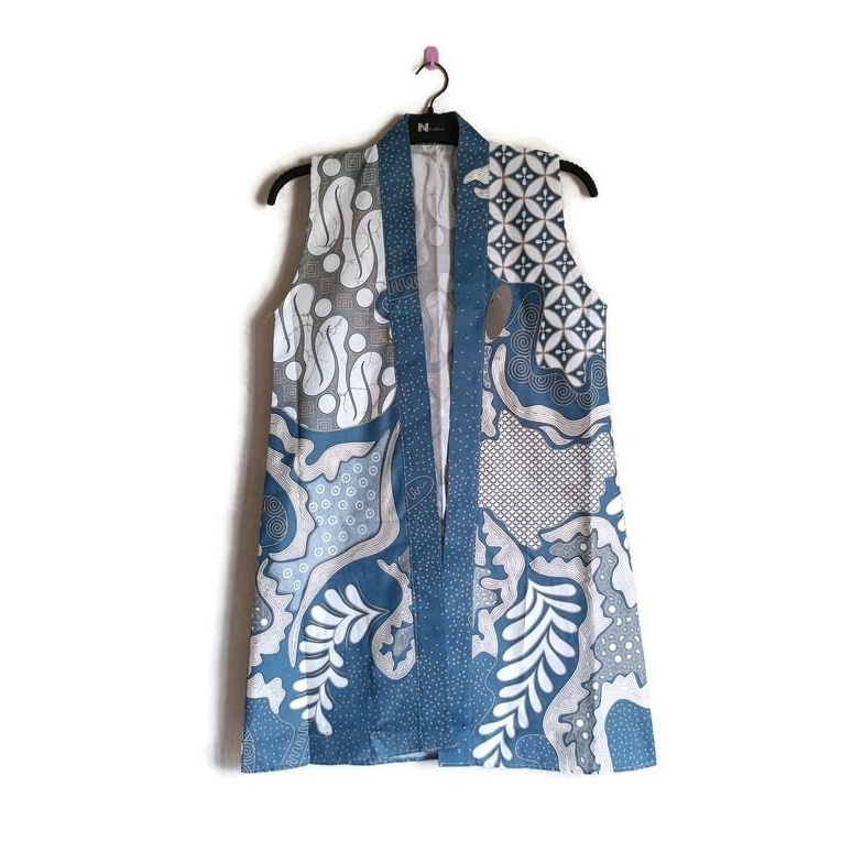KODE J68N ONE SET ROMPI BATIK OUTER TANPA LENGAN WANITA VEST BATIK BLAZER BATIK KANTORAN