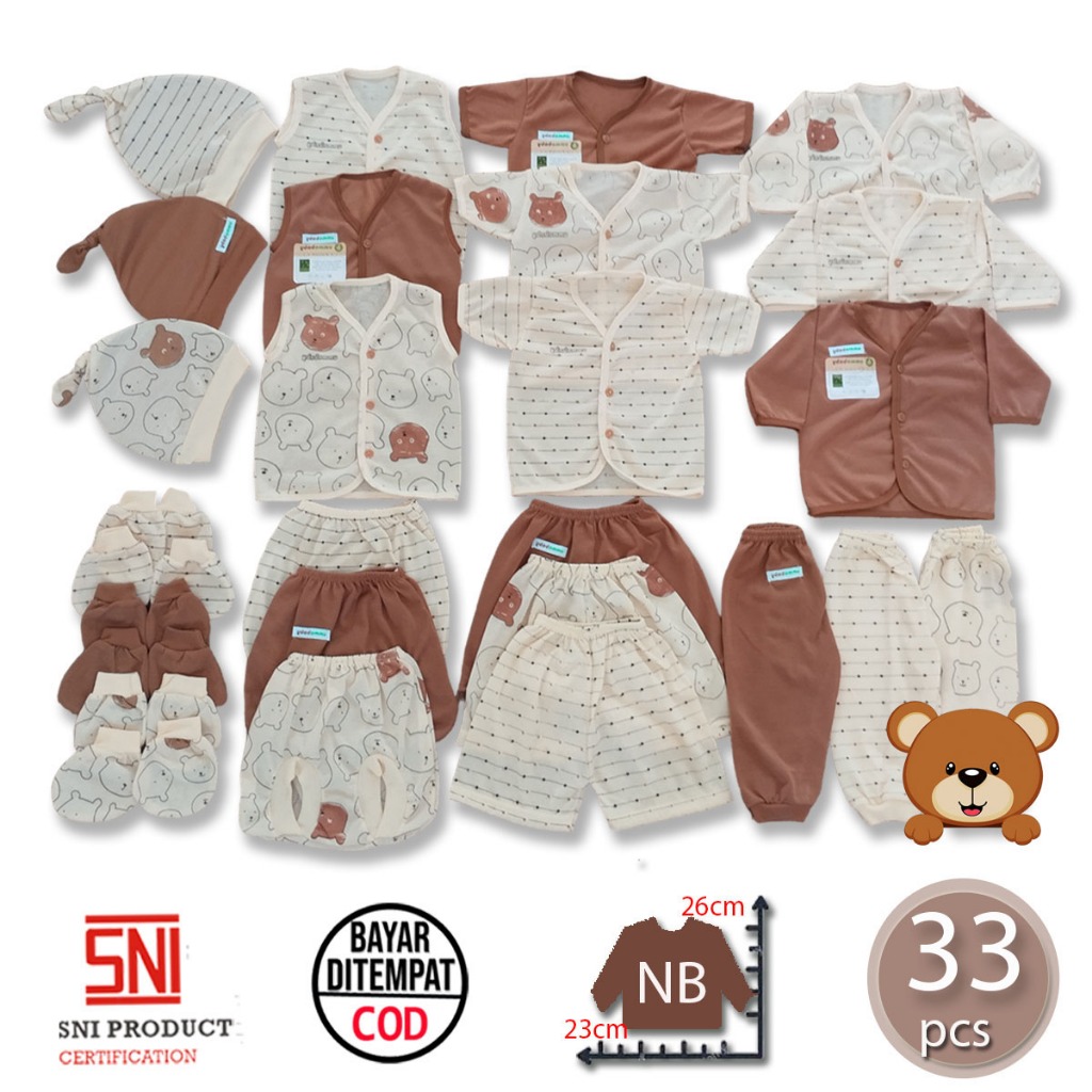 ummababyshop Paket 33 Pcs Baju Bayi Setelan Celana Pendek Panjang Buntung Stelan Newborn Kado Murah 