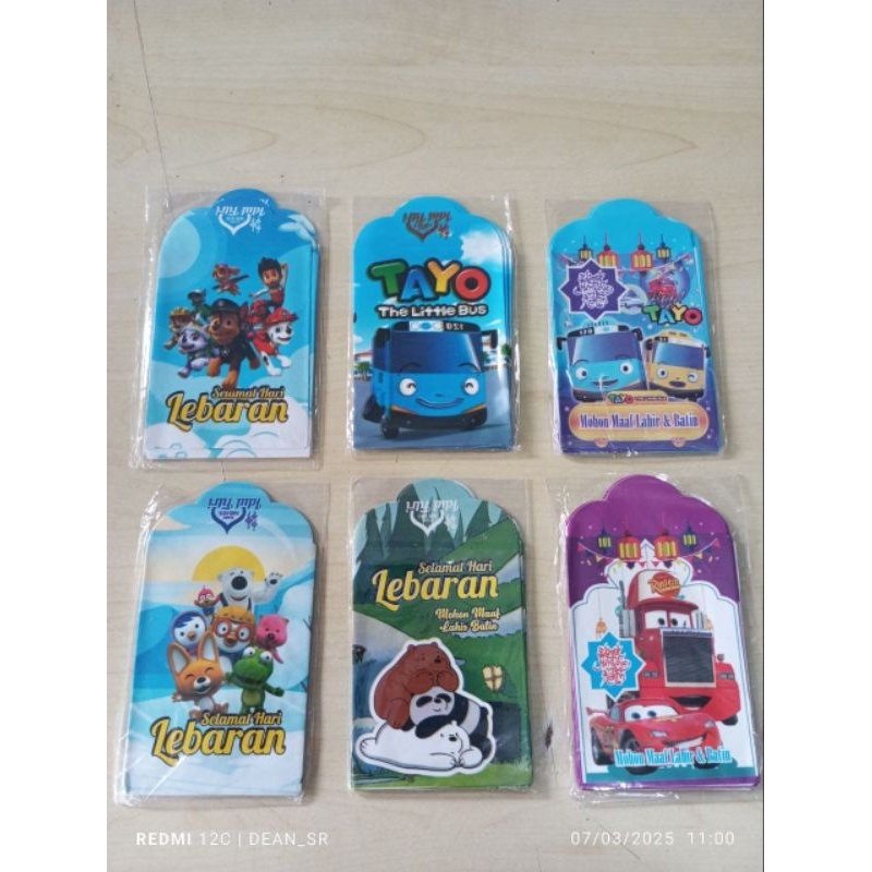 

Amplop Lebaran idul Fitri karakter dan uang isi 1pack 8lembar