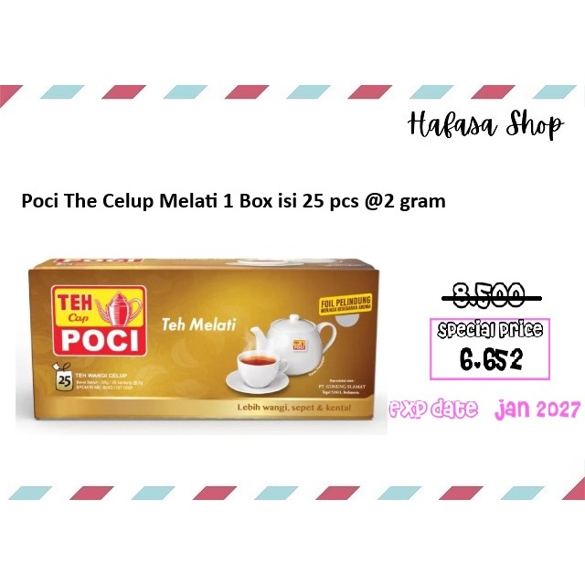 

Poci Teh Celup Melati 1 Box isi 25 pcs @2 gram