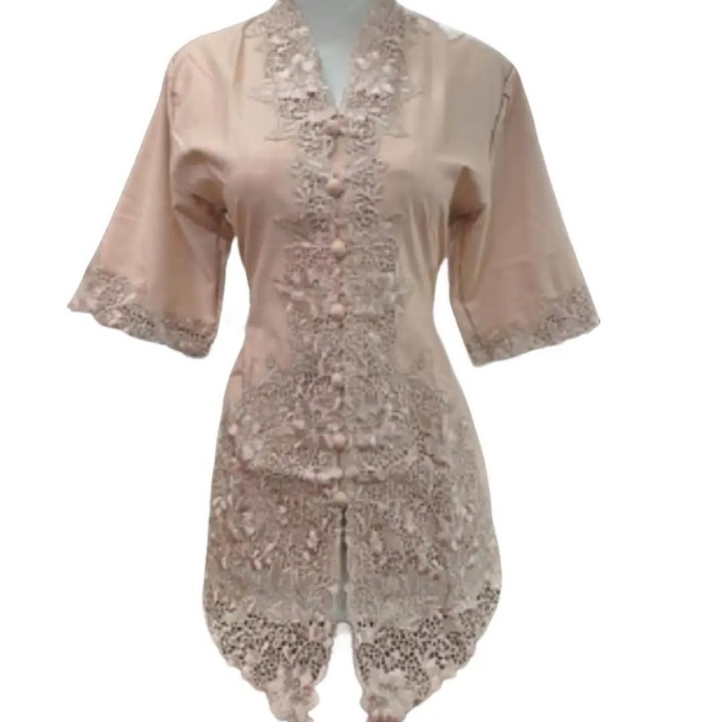 Atasan Kebaya Encim Bordir Polos Lengan Pendek Bahan Katun Premium Warna Lavender