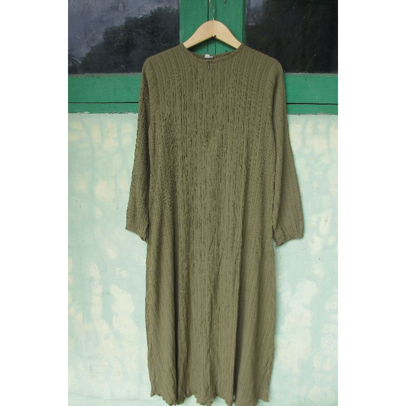 (COD)gamis long dress muslim wanita warna hijau army