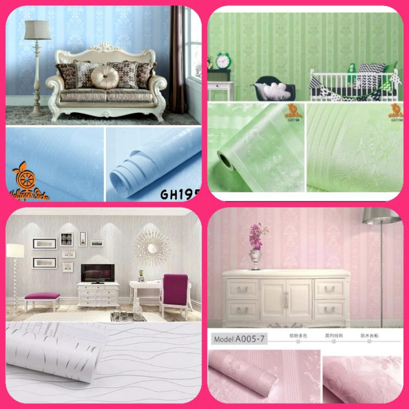 Wallpaper Dinding Kamar Wallpaper Embos Bunga Wallpaper Gelombang Wallstiker Dinding Kamar Wallstike