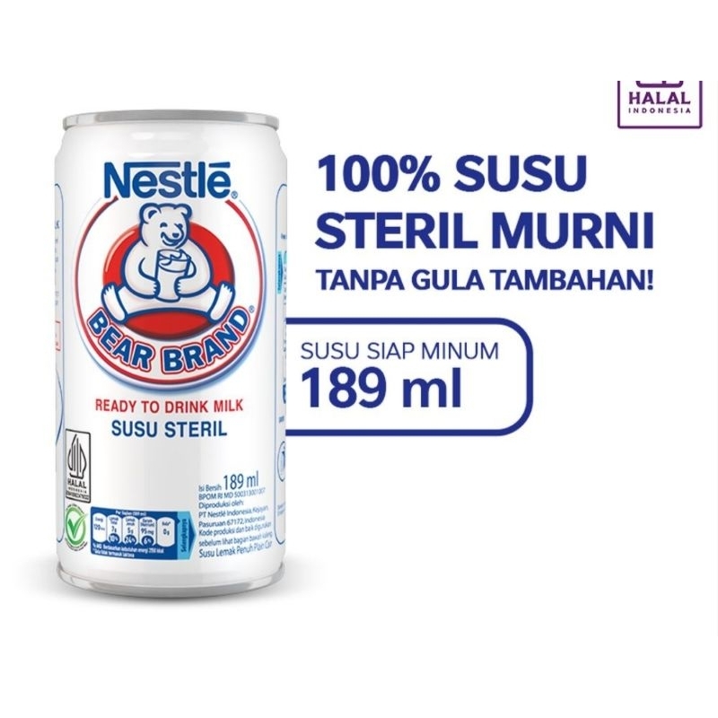 

Bear band 100% susu steril murni tanpa gula tambahan 189 ml