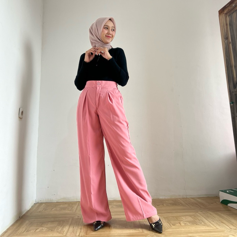 CELANA KULOT WARNA DUSTY PINK | CELANA WANITA