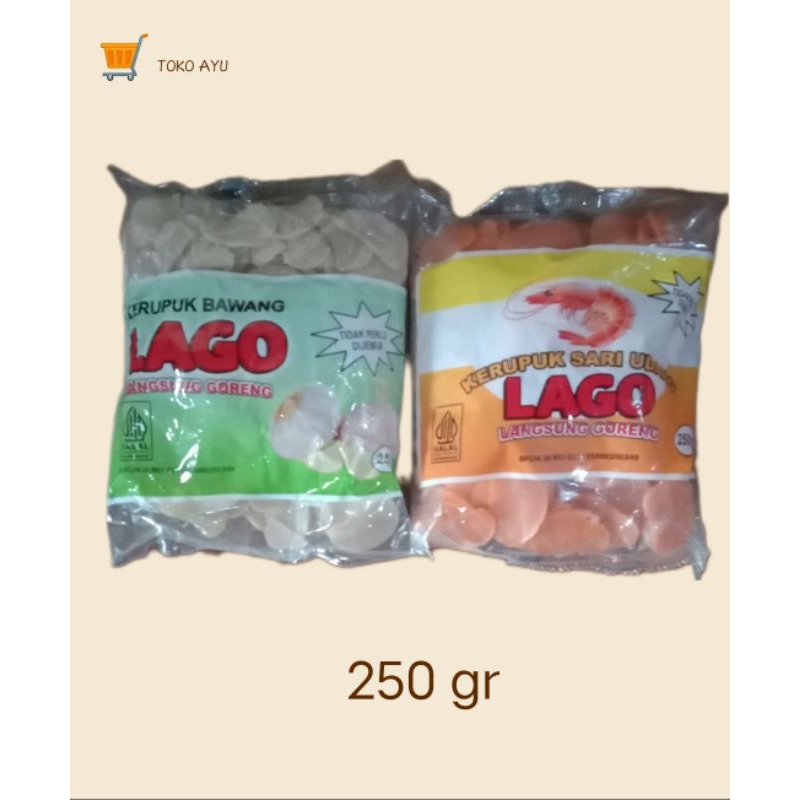 

krupuk Lago bawang dan udang kemasan 250 gr