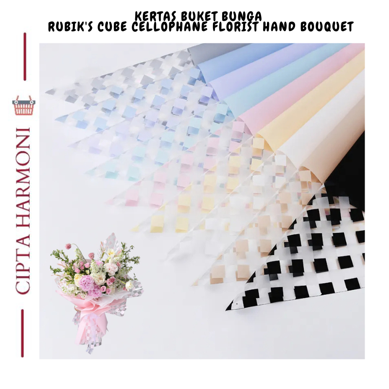 

20 LEMBAR Flower Wrapping Paper Rubik's Cube Cellophane Kertas Buket florist Hand Bouquet KB078