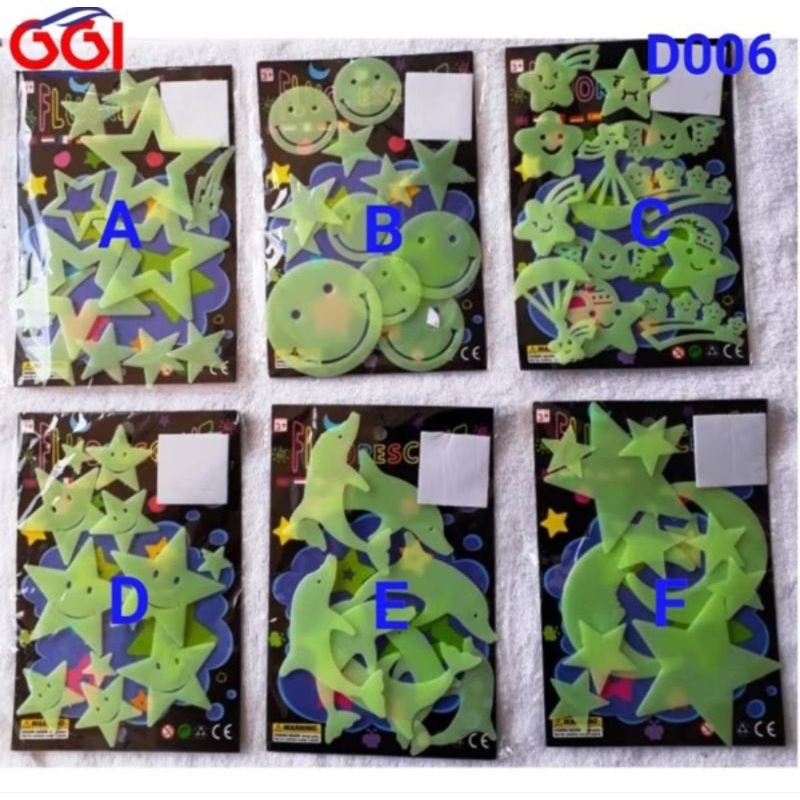 

J (J6) STIKER KARAKTER / STIKER NYALA /GLOW IN THE DARK