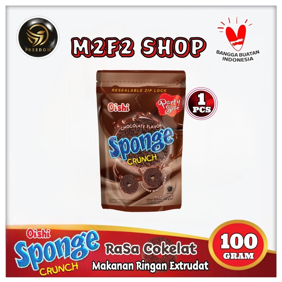 

Oishi Sponge Crunch Snack Chocolate Flavor | Camilan Makanan Ringan Ekstrudat Rasa Cokelat Pouch - 100 gr (Kemasan Satuan)