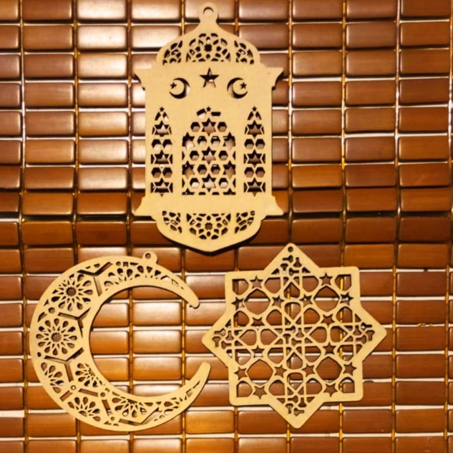 GRATIS (TALI RAMI) Hangtag Lebaran Kayu | Hiasan Gantung Ramadan | Hangtag Ramadhan | Hang Tag Lebar