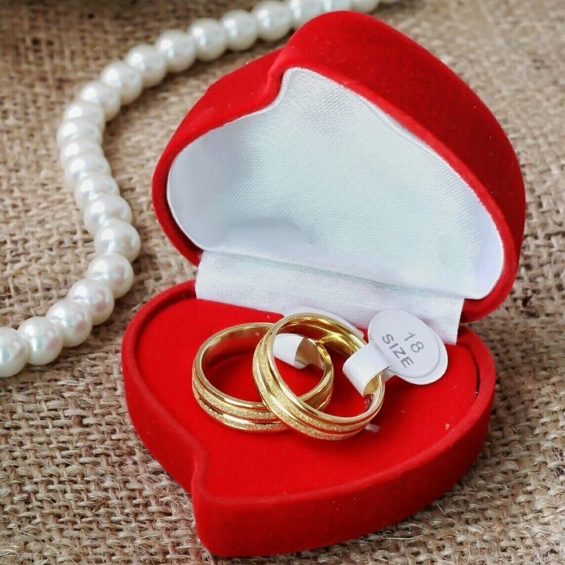 [GRATIS BOX] Cincin Titanium Pasir Motif Gold Polos/Cincin Pria Wanita/Cincin Nikah/Cincin Kawin/Cin