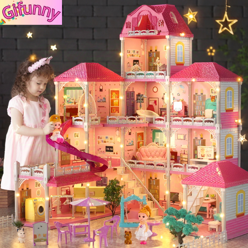 Gifunny Mainan Putri Rumah Kastil Dengan Boneka Ringan Mainan Anak