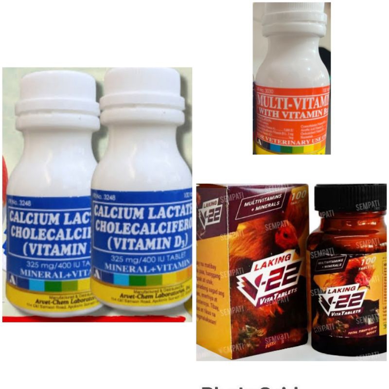 CALCIUM LACTATE/V-22 BELMAN/MULTIVITAMINS IMPORT PAKET RAWATAN AYAM PILIPHINS BANGKOK VITAMIN TENAGA