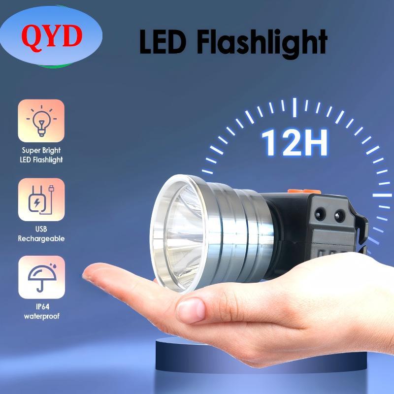 QYD Senter kepala cangkang Super terang IPx4 lampu depan LED tahan air senter bank daya 152D