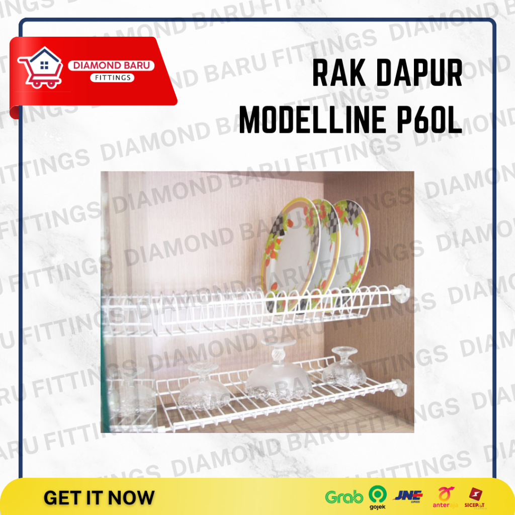 Rak Modelline | Rak Piring dan Gelas Gantung | Rak Modelline P60L | Rak Lemari Dapur | Rak Putih | R