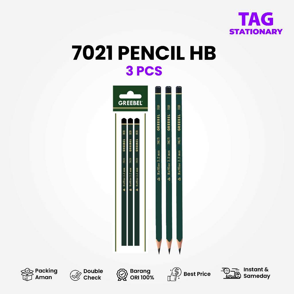 

GREEBEL Graphite Pensil / Pensil Triangular HB 7021 Isi (3PCS/SET) / Pensil Tulis Timur Agung Grosir