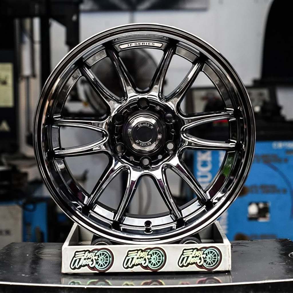 Velg Mobil JF LUXURY GAZE 4x4 Ring 18” Pcd SUV 6x139 Lebar 9.5 ET 0 Black Chrome Super Copy, Like Or