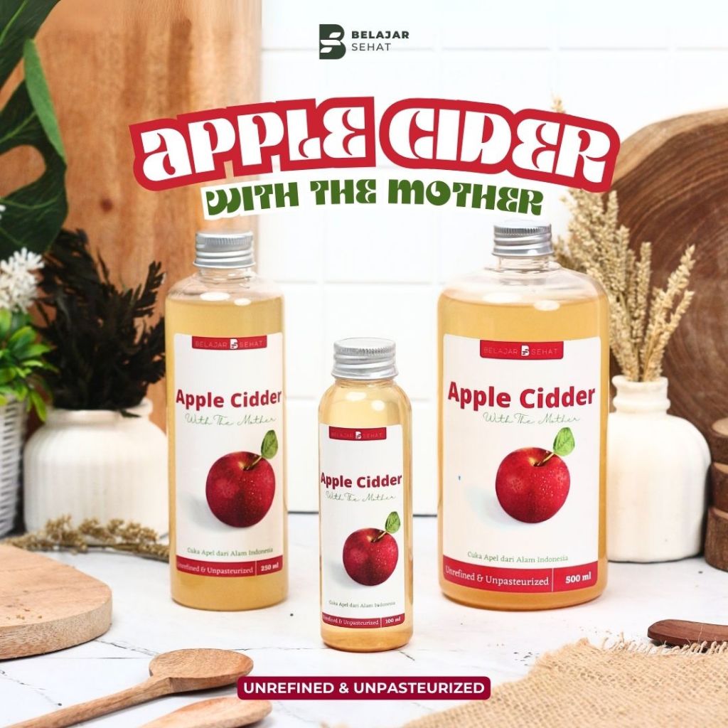 

Belajar Sehat Cuka Apel 100Ml Natural Apple Cider With The Mother Apel Vinegar - Diet Detoks Toner Wajah Alami