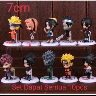 Figure Pajangan Naruto Set isi 10pcs Mainan Topper Kue pajangan