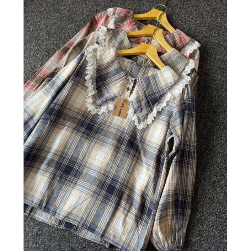 blouse flanel rendah/blouse wanita combi/blouse wanita
