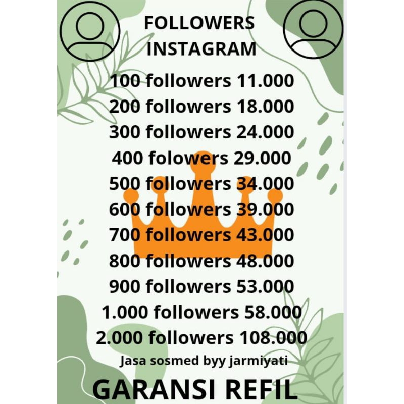 FOLLOWERS IG INDONESIA REFILL 100%