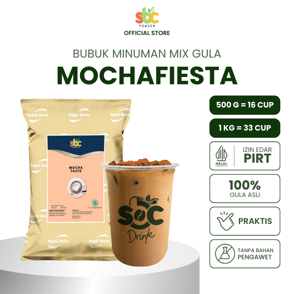 

SBC - Bubuk Minuman SBC Mocafiesta 1Kg - Powder Minuman Moca / Bubuk Bahan Minuman Kiloan / Mix Gula Asli