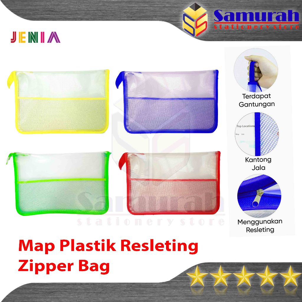 

Jenia Map Plastik Resleting Zipper Bag