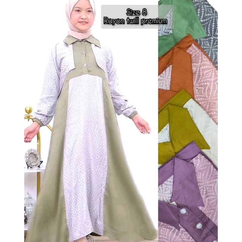 Gamis polos rayon twill gema muslim anak (tanpa hijab) | Gamis rompi anak | busana muslim anak perem