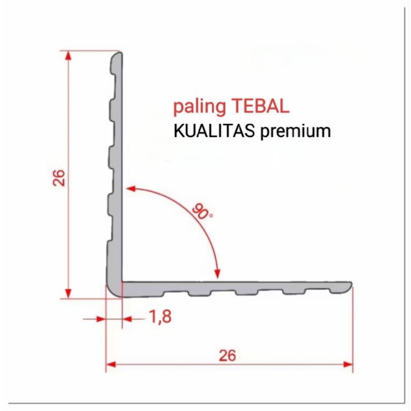 LIST ALUMUNIUM L 3 meter Lis alumunium L List L Lis L Alumunium siku