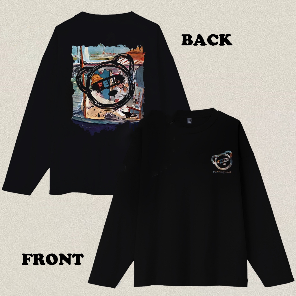 RENELLE Kaos Lengan Panjang Pria Distro Original 100% Lengan Panjang Motif Beruang Yang Kejam Pria W