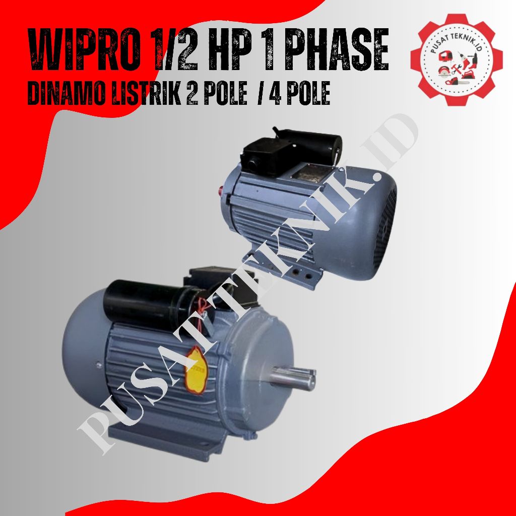 DINAMO WIPRO 1/2HP 1PHASE PENGGERAK LISTRIK WIPRO 1/2 HP 2P 2800RPM / 4P 1400RPM