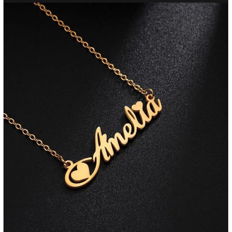 Kalung Nama Titanium Lapis Emas Anti Karat // Kalung Nama Anak