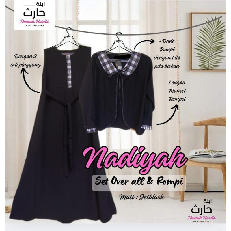 Gamis 2 in 1_Overall + Rompi Jetblack Premium