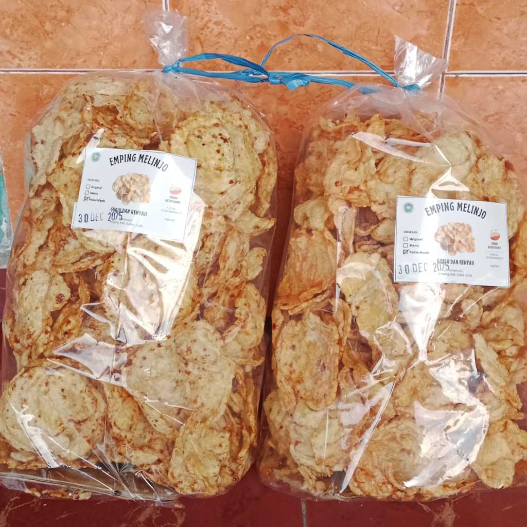 

Keripik emping melinjo pedas manis berat 500 gram,250 gram/ 1/2kg, 1/4kg