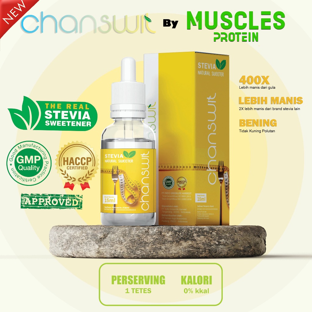 

Chanswit Pemanis Stevia 400x lebih manis tidak meninggalkan rasa pait - 15 mL