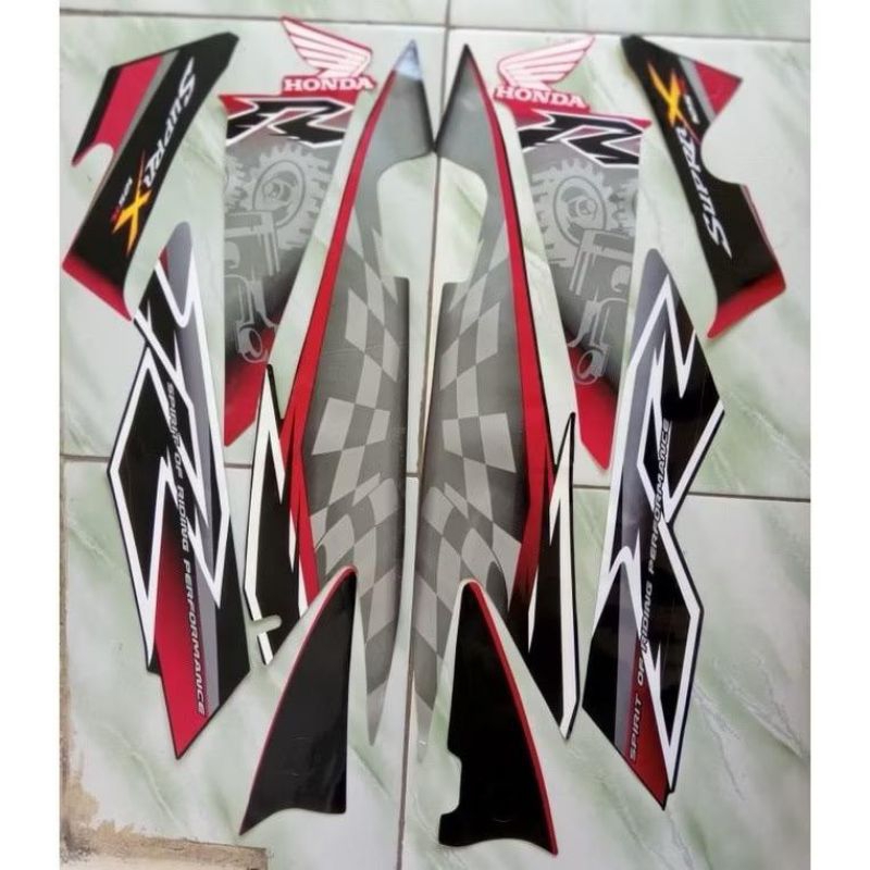 Striping supra x 125 merah tahun 2008