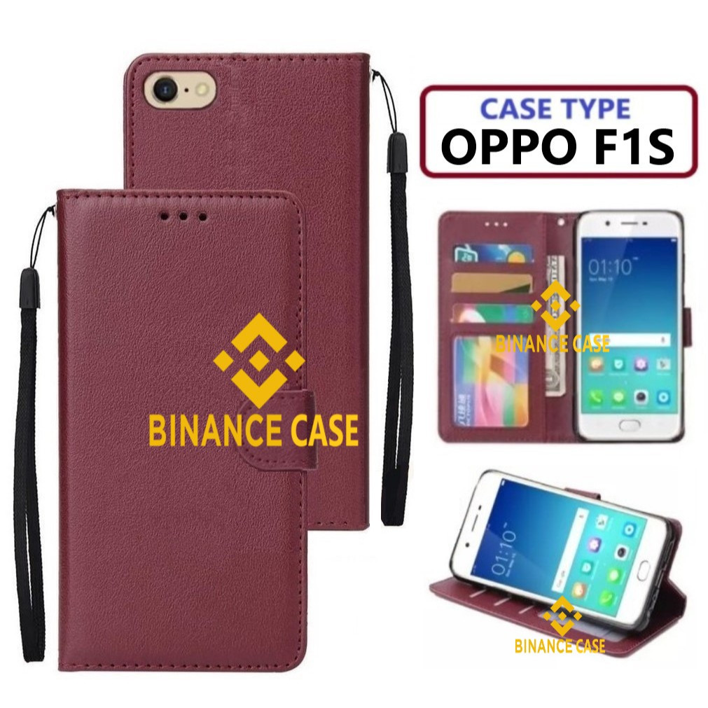 LEATHER FLIP CASE OPPO F1S CASE KULIT FLIP WALLET LEATHER KULIT PREMIUM SARUNG BUKA TUTUP KESING HP 