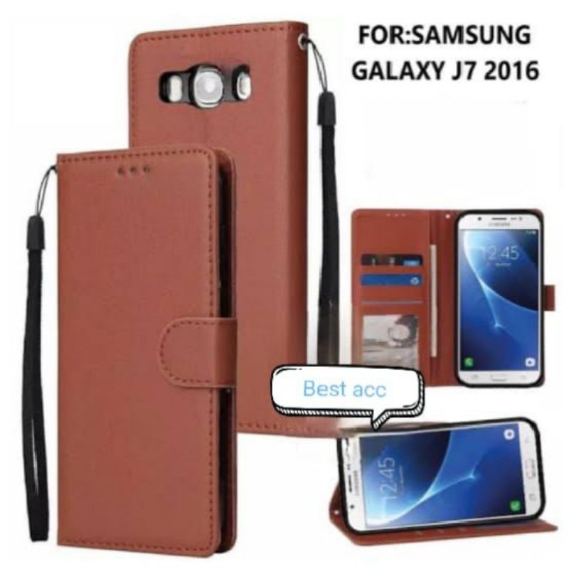Case For Samsung J7 2016 Flip Cover Magnet Dompet Kulit Standing
