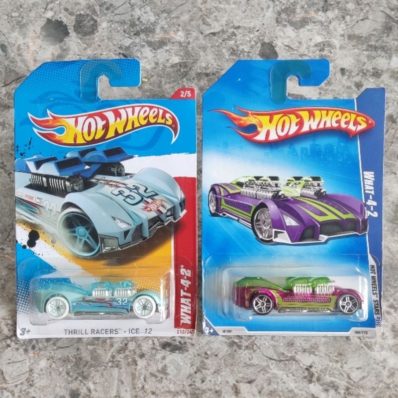 Hot Wheels Blue Card What -4-2 Biru & Ungu - HW TRACK RACERS