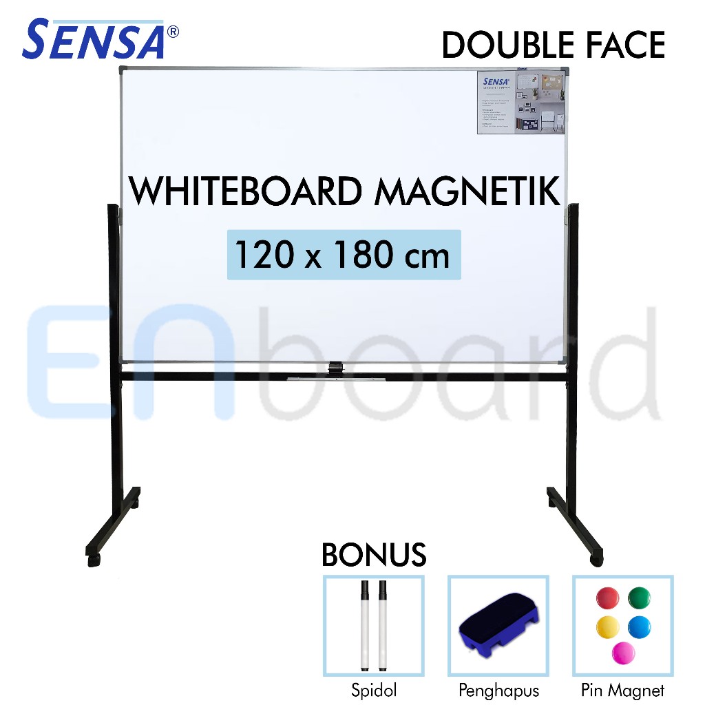 

Papan Tulis Whiteboard / White Board Standing Magnet Double Face Sensa 120 x 180 cm