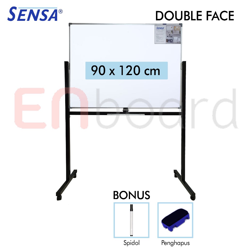 

Papan Tulis Whiteboard / White Board Standing Double Face Sensa 90 x 120 cm