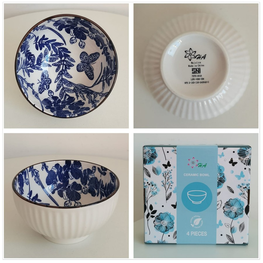 Hampers Lebaran Mangkok Keramik Motif 1 Set/ Mangkok Set Premium Peralatan Makan Porselen / Hadiah P