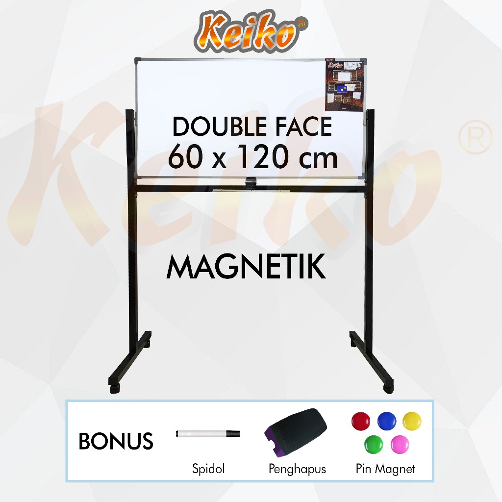 

Papan Tulis Whiteboard Standing Magnet Double Face Keiko 60 x 120 cm