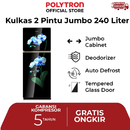 Kulkas Polytron 2 Pintu ER42121212 PRM 25 / 29 MOB 240 Liter Original Garansi Resmi