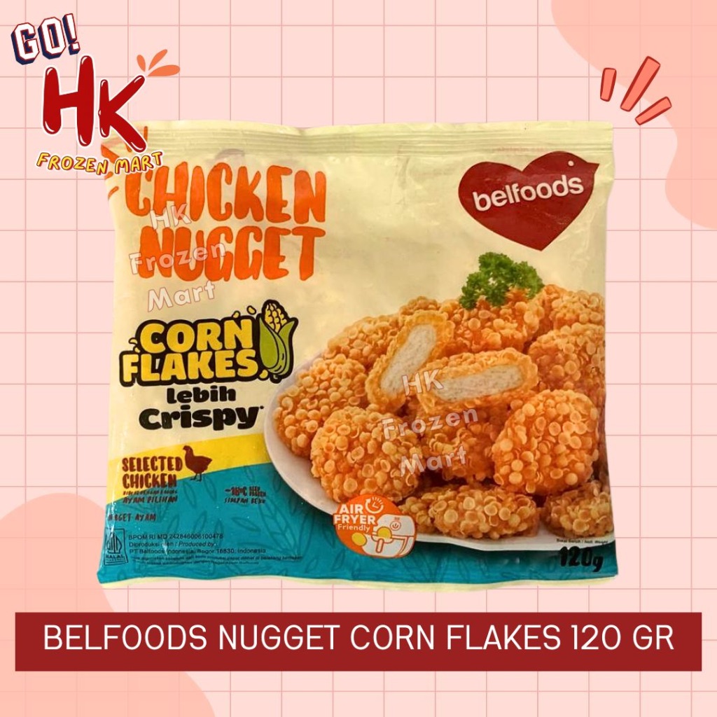 

Belfoods Chicken Nugget Corn Flakes 120gr | Lebih garing crispy bubble HK FROZEN MART
